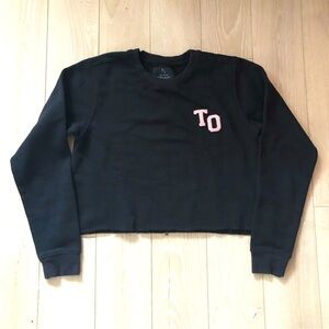 Peace Collective Raw Hem Cropped TO Toronto Black Fleece Sweatshirt Size S